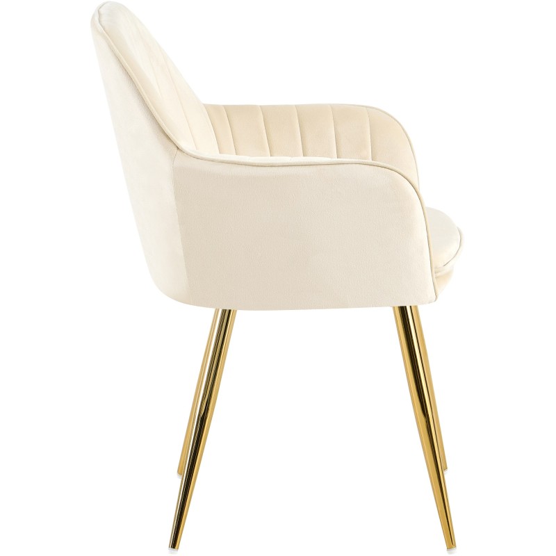Scaun de sufragerie Cheryl din catifea crem aurie