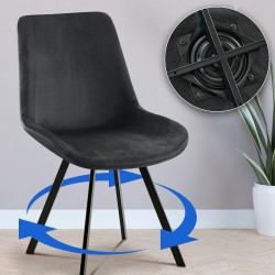 Set de 2 scaune de sufragerie Lewes din catifea neagră