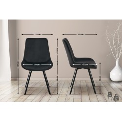 Set de 2 scaune de sufragerie Lewes din catifea neagră