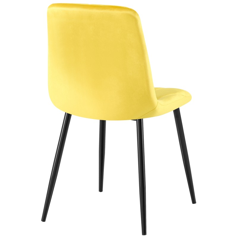 Scaun de sufragerie Clairton din catifea galbenă