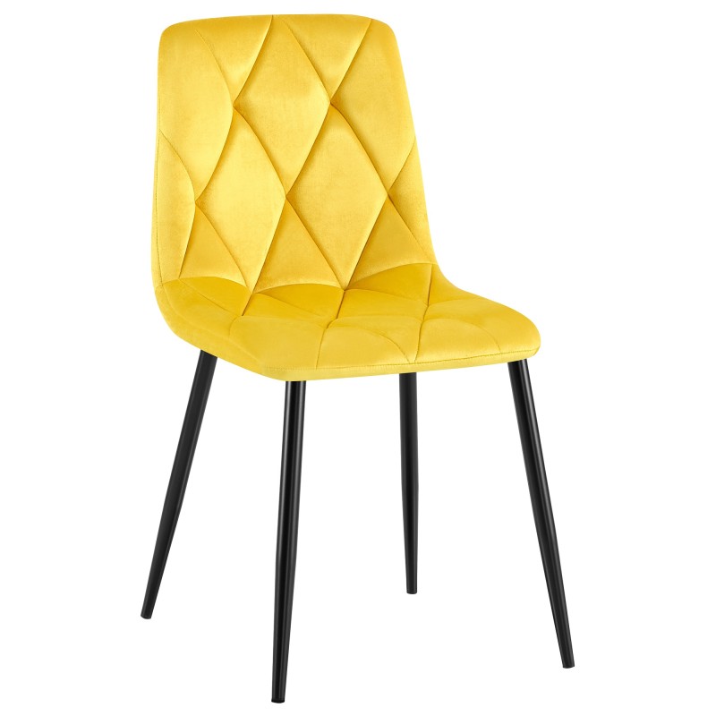 Scaun de sufragerie Clairton din catifea galbenă
