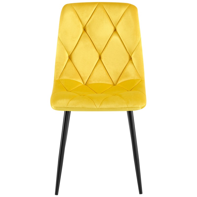 Scaun de sufragerie Clairton din catifea galbenă