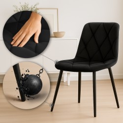 Set de 2 scaune de sufragerie Clairton din catifea neagră