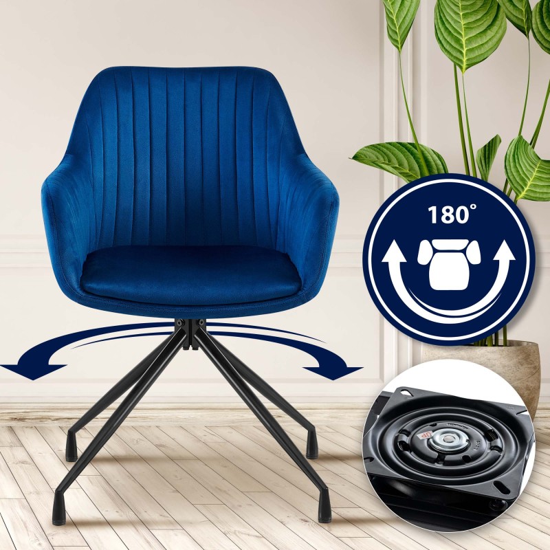 Set de 2 scaune de sufragerie Welby din catifea albastru închis