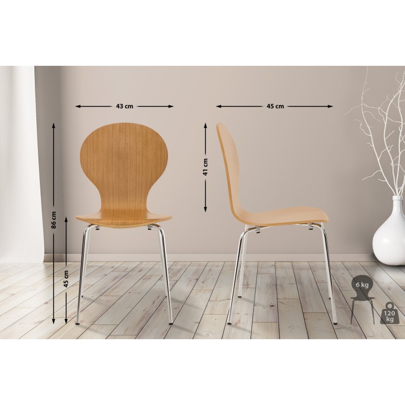 Set de 4 scaune de vizitator Diego din stejar