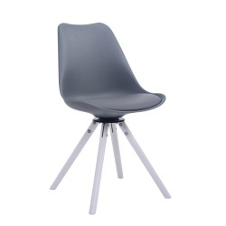 Scaun vizitator Troyes pivotant, alb, rotund, gri