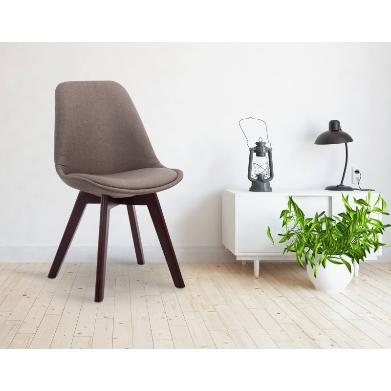 Scaun de vizitator Borneo V2 din material textil de nuc taupe