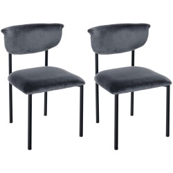 Set de 2 scaune de vizitator Gambell din catifea gri închis