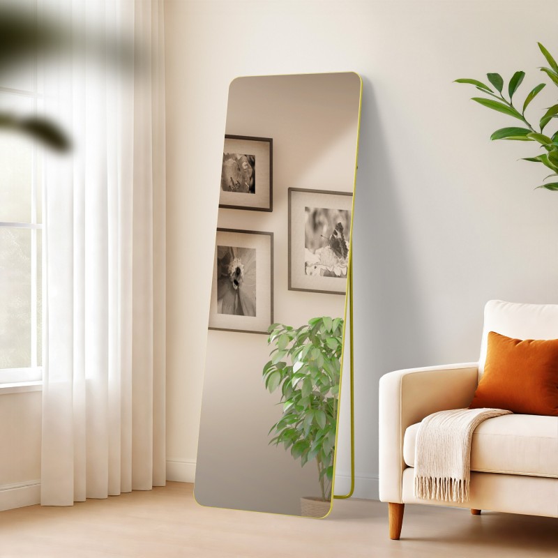 Oglindă Gurnee 150x50 cm cu finisaj auriu lucios