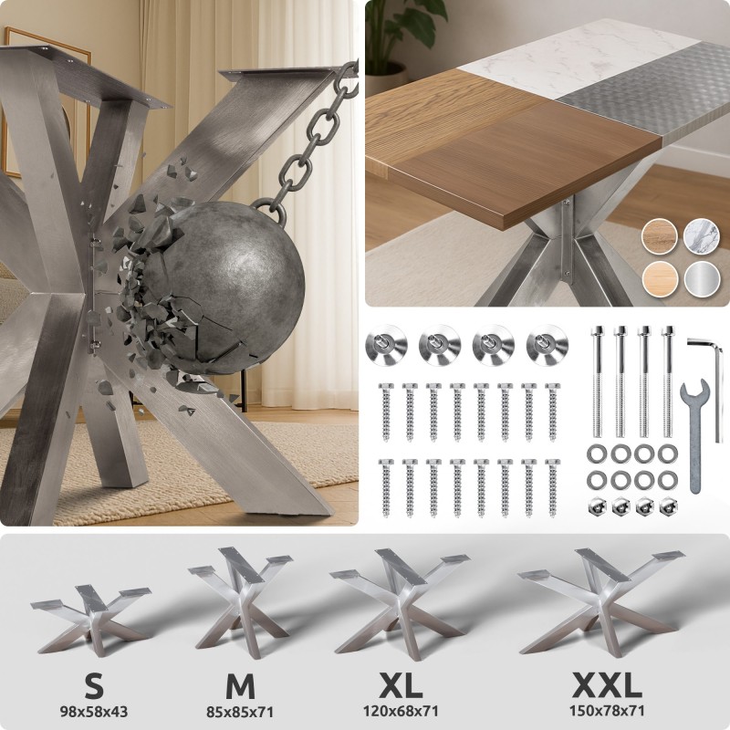 Picioare de masă Duncan, L85 x l85 x Î71 cm, oțel inoxidabil