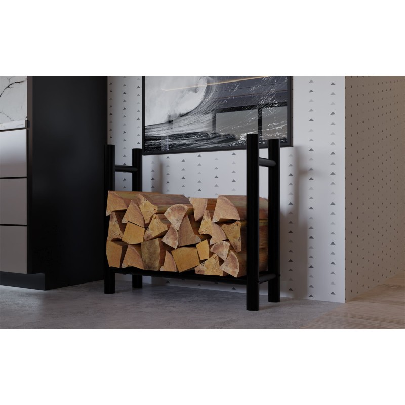 Suport rotund pentru lemne Medya 30x80x80 cm negru