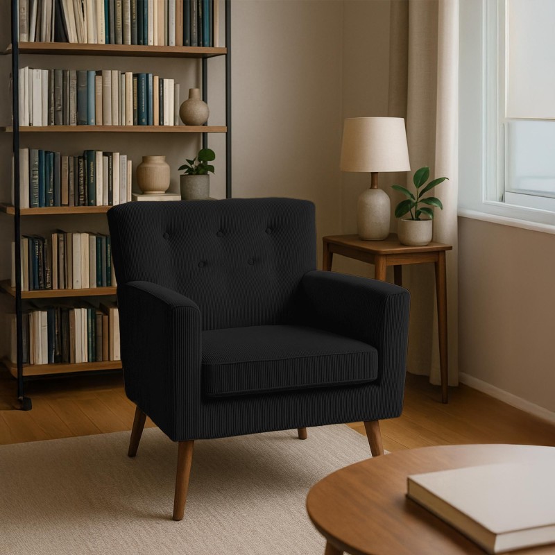 Fotoliu Kioni Cord, negru