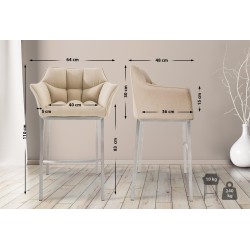 Scaun de bar din material textil Damaso E cu bază cu 4 picioare2